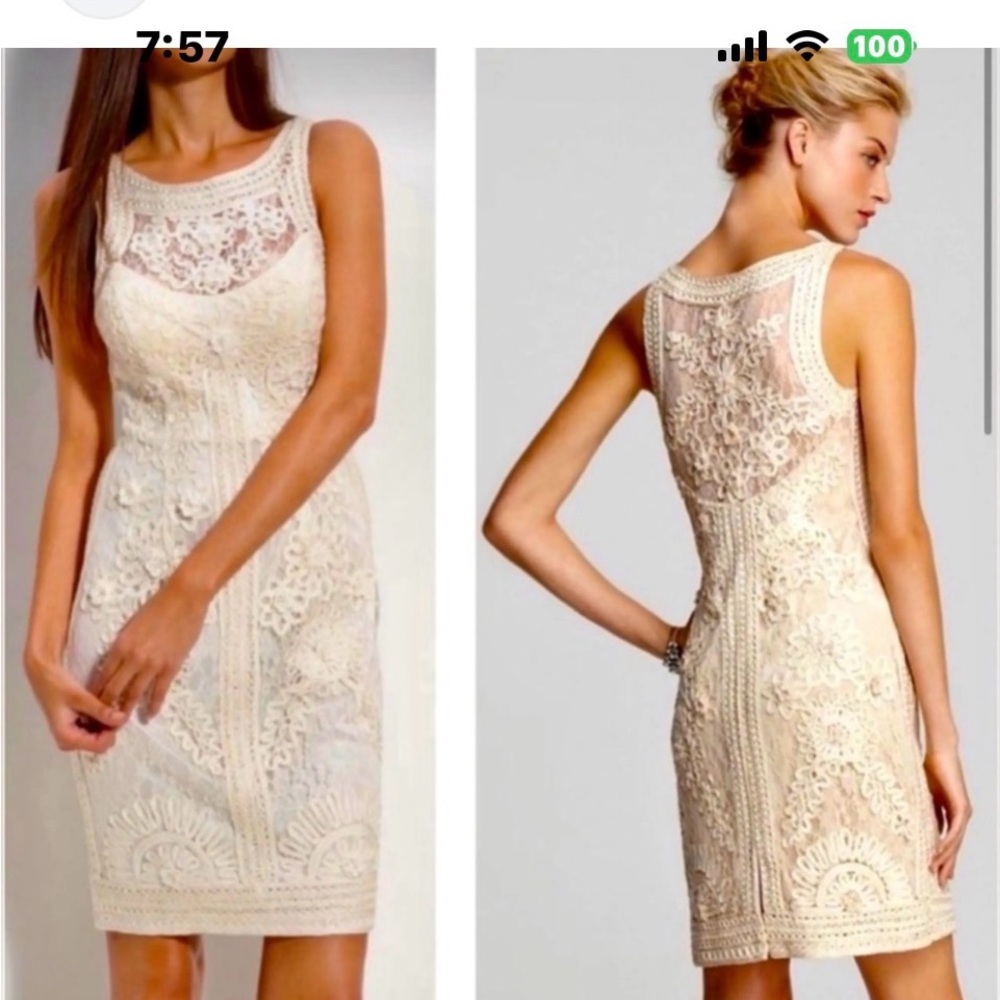 Sue Wong Nocturne Dress, Cream Colored Lace, size 14